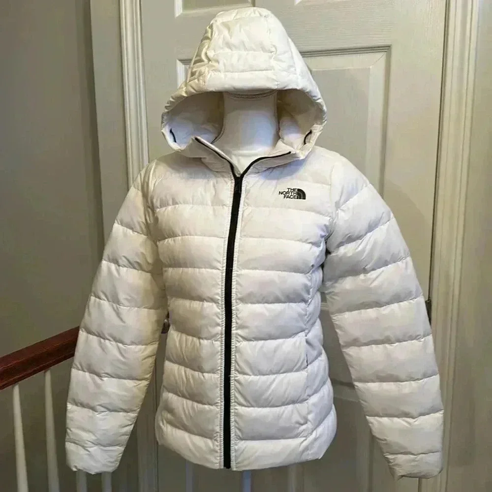 THE NORTH FACE Women's Stretch Down Hoodie Jacket White Hooded Women's Size S - Picture 3 of 16